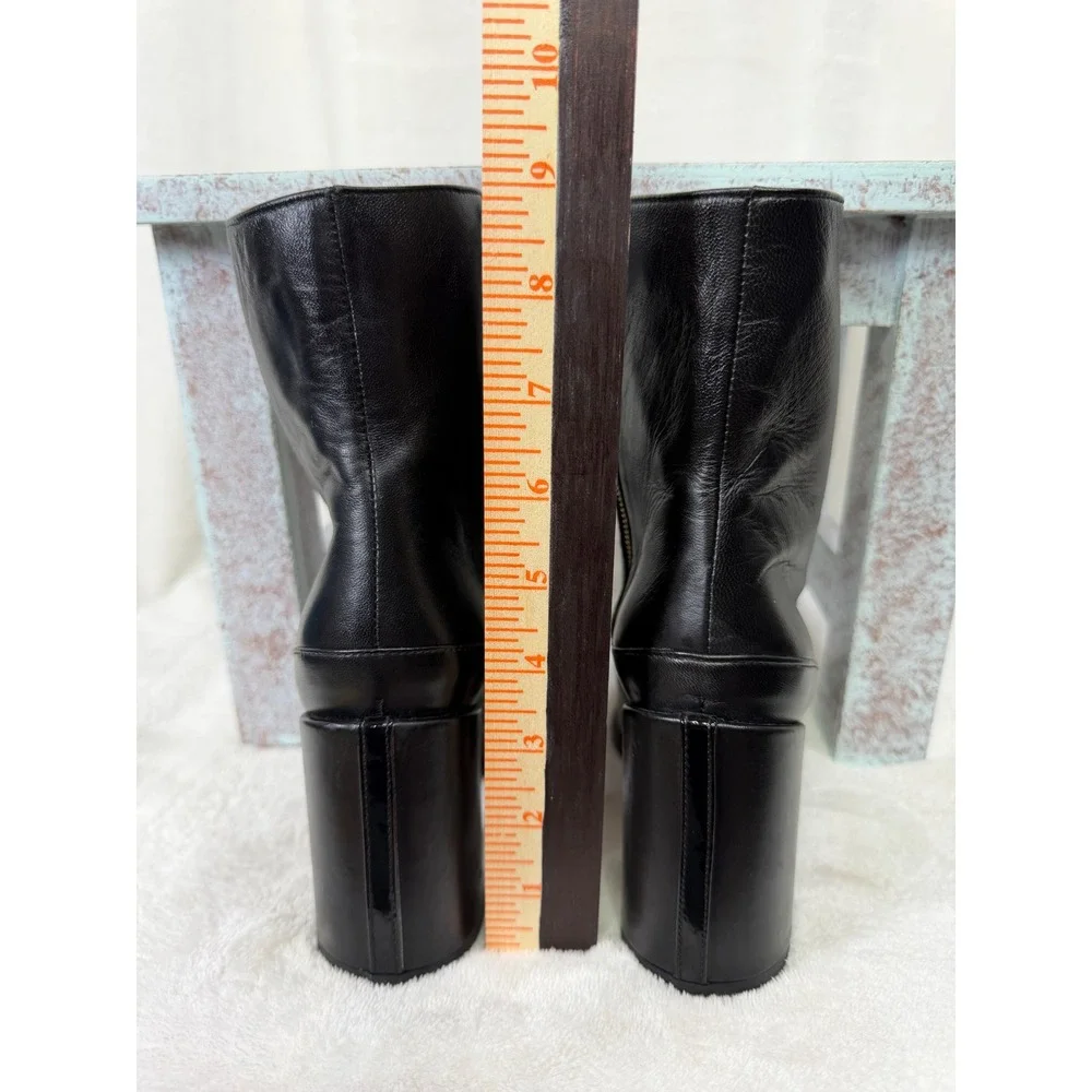 Dear Frances Spirit Boots Women 37.5 Black Leather Block Heel Ankle Bootie Italy